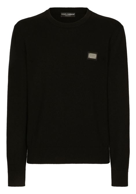maglia nera DG Essentials in lana vergine e cachemere DOLCE & GABBANA | GXO39T-JEMQ4N0000